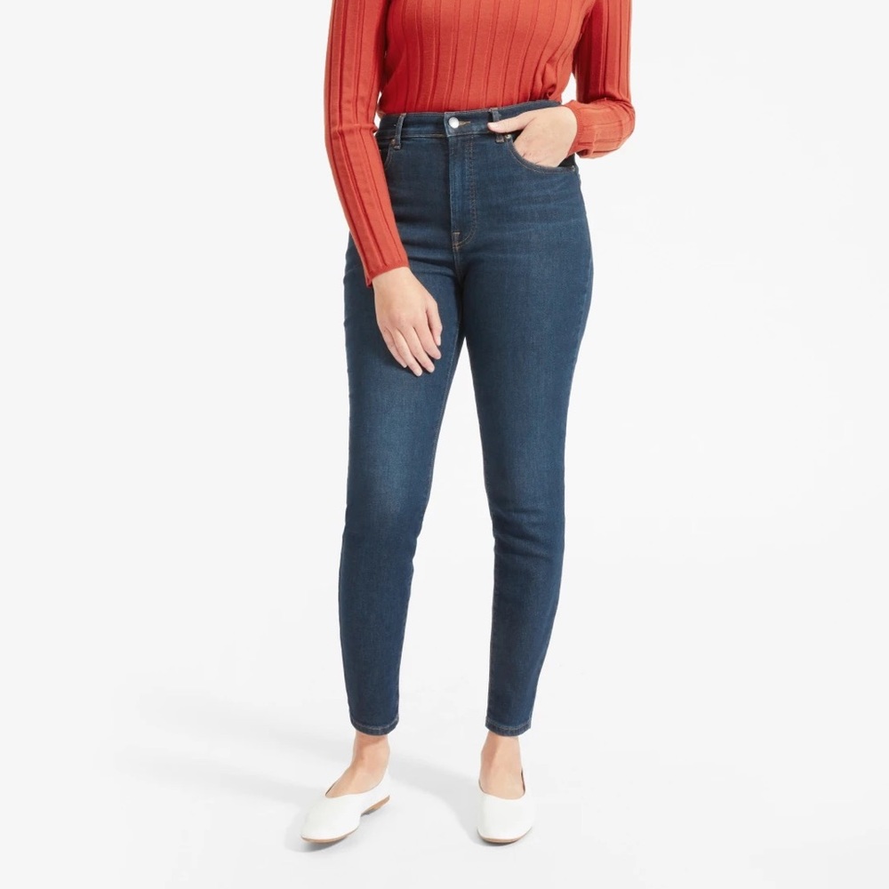 Everlane Authentic Stretch High-Rise Skinny Dark Blue Wash 27 Tall